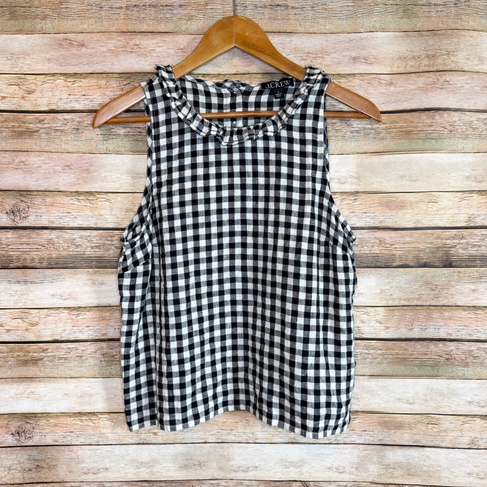 J. Crew Black and White Gingham Blouse